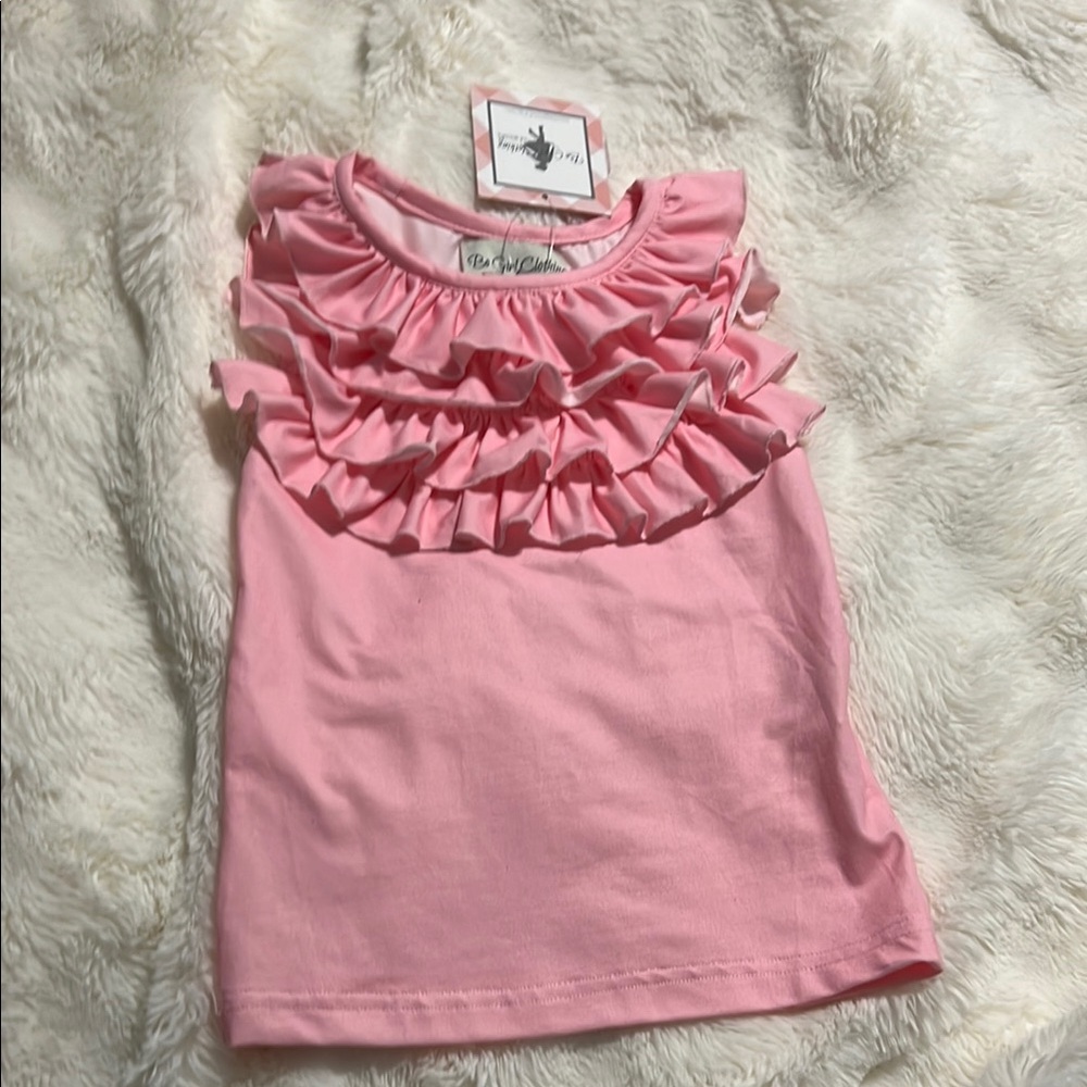 Pink Ruffled Blouse with Sleeveless Design